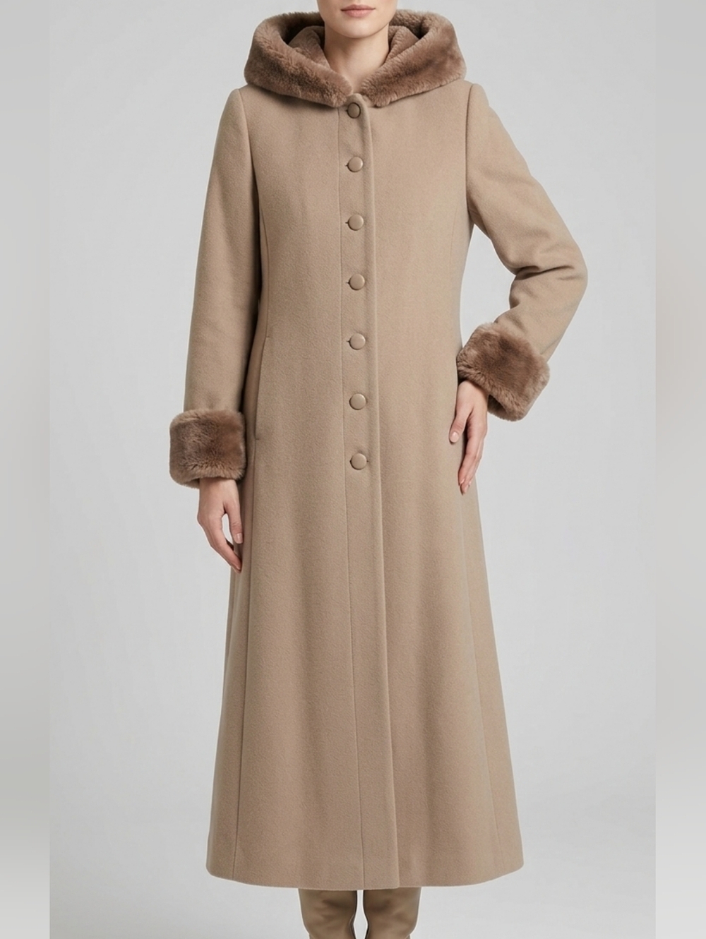 Manteaux Manteaux Women's 100% Wool Coat with Faux Fur Collar & Cuffs Sz 12